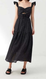 V-NECK CUTOUT MAXI DRESS IN BLACK DRESS STYLE OF CB