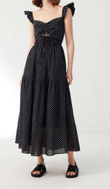 V-NECK CUTOUT MAXI DRESS IN BLACK DRESS STYLE OF CB