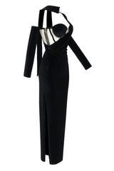 VELVET ONE SHOULDER STRAPLESS MESH MAXI DRESS Gowns styleofcb
