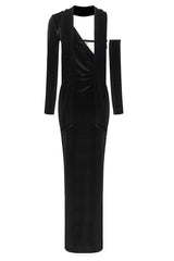 VELVET ONE SHOULDER STRAPLESS MESH MAXI DRESS Gowns styleofcb