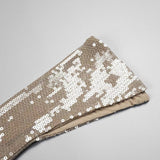 SEQUINED WITH LONG SLEEVES AND BACKLESS DRESS IN KHAKI styleofcb