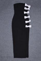 WHITE BOWS HIGH SLIT BANDAGE DRESS Bandage Dresses styleofcb
