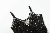 SEQUIN CRYSTAL V NECK MAXI DRESS IN BLACK styleofcb