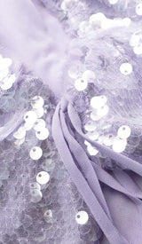SEQUIN LONG SLEEVE MINI DRESS IN LILAC DRESS STYLE OF CB