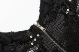 SEQUIN CRYSTAL V NECK MAXI DRESS IN BLACK styleofcb