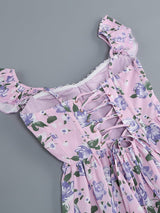 FLORAL-PRINT CORSET MIDI DRESS IN BLUSH OF A ROSE DRESS styleofcb