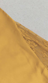 HALTER LACE SATIN MAXI DRESS IN MUSTARD DRESS STYLE OF CB