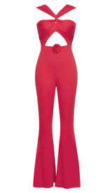 HALTER SLEEVELESS JUMPSUIT IN RED DRESS STYLE OF CB