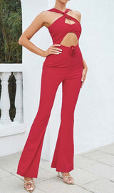 HALTER SLEEVELESS JUMPSUIT IN RED DRESS STYLE OF CB