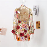 EMBROIDERED LACE HALF HIGH COLLAR MINI DRESS styleofcb