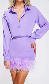 FEATHER LONG SLEEVE SHIRT DRESS Dresses sis label