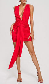 DEEP V NECK RUCHED MINI DRESS Dresses sis label