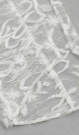 ROSE-EMBELLISHED LACE MIDI DRESS IN WHITE DRESS STYLE OF CB