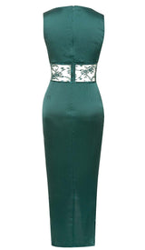 THIGH SLIT LACE MIDI DRESS IN TURQUOISE DRESS STYLE OF CB