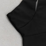 PHYLLIS ONE-SHOULDER SEQUINED HEM HIGH SLIT MIDI DRESS