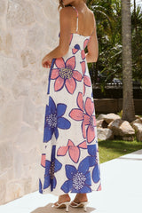penelope Botanic Blue-Pink Print Eyelet Maxi Dress