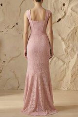vivien Lace Gathering Maxi Dress - pink