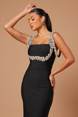 Masie crystal embellished Bandage Gown in Black