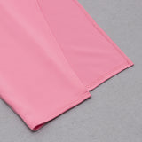 PINK ASYMMETRICAL NECK CUT OUT SPLIT THIGH DRESS