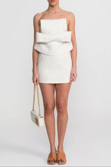 vicky white Strapless Mini Dress With Oversized Bow Waist
