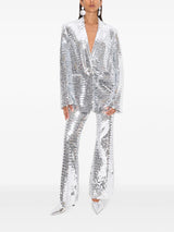 sequin-embellished trousers blazer set in silver