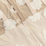 PENNY APRICOT FLORAL FEATHER EMBELLISH BODYCON MAXI DRESS