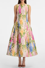 zenobia colorful print Jacquard sleeveless maxi Dress