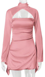 SATIN MINI DRESS IN PINK