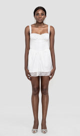 LACE CORSET MINI DRESS IN WHITE