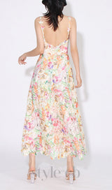 COLORFUL FLORAL PRINT MIDI DRESS