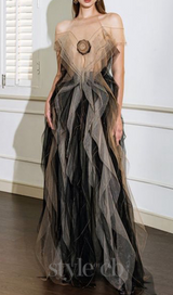 valerie floral ruffled tulle maxi dress in black