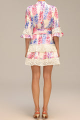 Zohara Lace Floral Printed Mini Dress