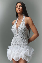Tove Sleeveless V-neck Diamond Flowers Mini Dress