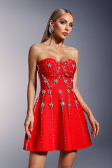 julie Strapless Diamond Bandage Mini Dress