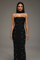 Nesya Sleeveless Pearl Bandage Maxi Dress