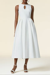 Resber white Round Neck Sleeveless Maxi Dress