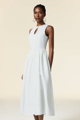 Resber white Round Neck Sleeveless Maxi Dress