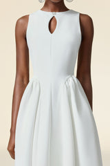 Resber white Round Neck Sleeveless Maxi Dress