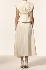 Harli V-Neck Sleeveless Folds Top And Skirt Two-Piece Set
