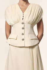 Harli V-Neck Sleeveless Folds Top And Skirt Two-Piece Set
