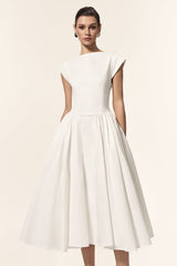 Lillian white Sleeveless Folds Midi Dress
