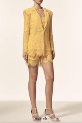 Rosee Halter Long Sleeves Lace Coat And Shorts Three-Piece Set