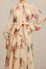 Neal Long Sleeves Floral Printed Maxi Dress