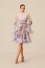 Lana Long Sleeve Chiffon Floral Mini Dress