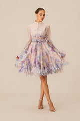 Lana Long Sleeve Chiffon Floral Mini Dress