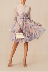 Lana Long Sleeve Chiffon Floral Mini Dress