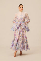 Alessia Long Sleeve Floral Mock Neck Maxi Dress