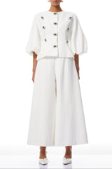 Bérénice White Crystal Embellished Peplum Jacket