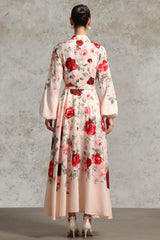 Rucifa Resort Flowy Long Sleeve Printed Woven Maxi Dress