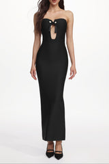 Kandiss Elegant Contour Strapless Cut Out Bandage Maxi Dress